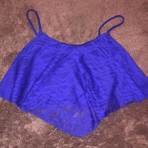 Blue tribal print crop top